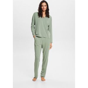 Esprit Pyjama effen met V hals - 093ER1Y324 - Dusty Green - XXL