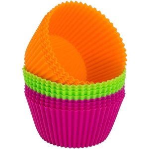 Extra grote siliconen muffinvormen, 11 cm, 12 stuks muffinvormen, cupcakevormen, herbruikbare muffinbakvorm voor taarten, ijs, pudding, gelei