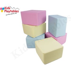 Zachte Soft Play Foam Blokken set 6 stuks Pastel roze-geel-blauw | grote speelblokken | baby speelgoed | foamblokken | reuze bouwblokken | Soft play speelgoed | schuimblokken