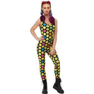 Smiffy's - Slik Een Pil Smiley Bodysuit - Vrouw - Geel, Multicolor - Medium - Carnavalskleding - Verkleedkleding