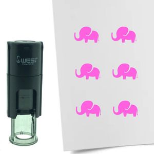 CombiCraft Stempel Olifant 10mm rond - roze inkt