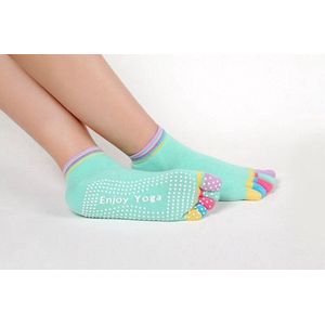 CHPN - Yogasokken - Sportsokken - Yoga - Antislip - Lichtgroen met gekleurde tenen - Vrolijke gekleurde sokken - Sokken - Yogasok - Teensokken - 36-40