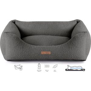 Dog's Lifestyle Orthopedische hondenmand Boucle Antraciet XL 100cm -Ook in M en L - Wasbare hoes