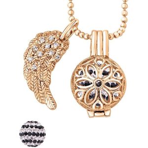 Quiges Engelenroeper 12mm Bolhouder met Ketting 70cm en Bolletje - Dames - Roségoudkleurig Bloem - EBS12053