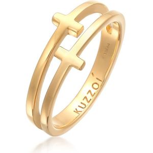KUZZOI Dames Ring Heren kruis Dubbel Modern in 925 Sterling Zilver
