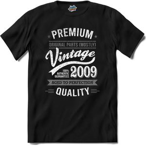Vintage Legend Sinds 2009 - verjaardag en feest cadeau - Kado tip - T-Shirt - Unisex - Zwart - Maat S