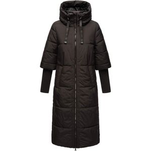 Warm & Waterafstotend Marikoo CIAO MIAU - Lange Gewatteerde Winterjas Dames - Volwassen - Capuchon - zwart - XL