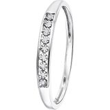 Lucardi Dames Ring met 9 diamanten 0,02ct - Ring - Cadeau - 14 Karaat Goud - Witgoud