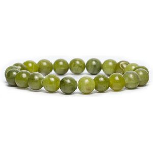 Bixorp Gems Imitatie Jade Edelsteen Armband - Gepolijste Natuursteen Kralenarmband - 18cm