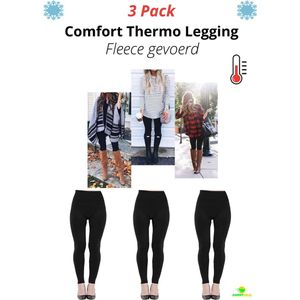 3-Pack Comfort Thermolegging - Maat L t/m XXXL - Thermobroek - Ondergoed - Outdoor - Wintersport - Warme Legging - Fleece gevoerd - Figuur Corrigerend - Shape Wear - Zwart