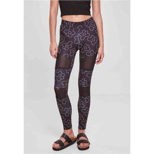 Urban Classics - Tech Mesh All over print Legging - XXL - Zwart/Wit