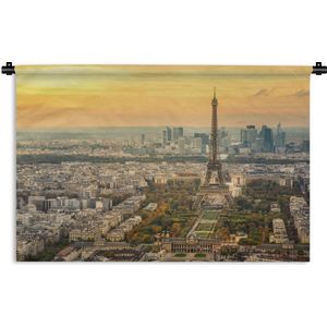 Wandkleed Eiffeltoren - Parijs en de Eifffeltoren met een erg kleurrijke lucht Wandkleed katoen 60x40 cm - Wandtapijt met foto