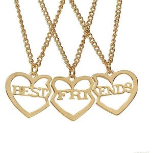 Kasey Vriendschapsketting - bff ketting voor 3 - 3 stuks - Hartjes - Goudkleurig