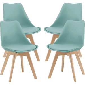 en.casa - Dubrovnik - Eetkamerstoel - Mint - Kunstleer - Set van 4