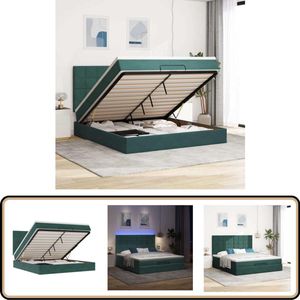 vidaXL Ottoman bed met matrassen en LED's 160x200cm fluweel
