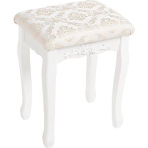 Poef Kruk Make-Up Kaptafel Stoel Comfortabel Barokke Stijl Wit - Luxe en Elegant Kruk