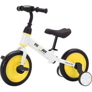 Peuterfiets - Voor Jongens & Meisjes - 2 tot 4jaar - 4-In-1 Kinder Loopfiets - Met Pedalen - En Zijwieltjes - Geel