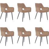 Bronx71® Velvet eetkamerstoel Mika taupe - Eetkamerstoelen set van 6