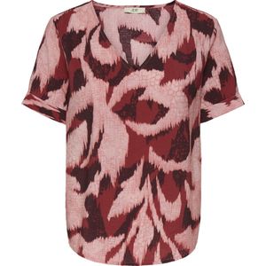 Jacqueline de Yong T-shirt Jdymiles Camille V-neck Top Wvn 15358958 Karanda Red/dusty Rose Dames Maat - XXL