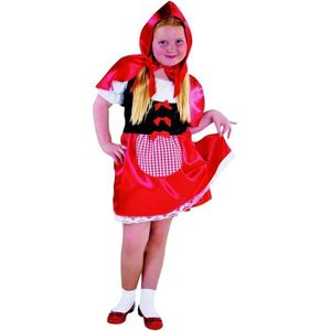 Magic By Freddy's - Roodkapje Kostuum - Grootmoeders Kleine Schat Roodkapje - Meisje - Rood - Maat 140 - Carnavalskleding - Verkleedkleding