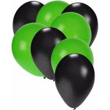 30x ballonnen zwart en groen