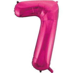 Cijfer 7 folie ballon roze van 86 cm