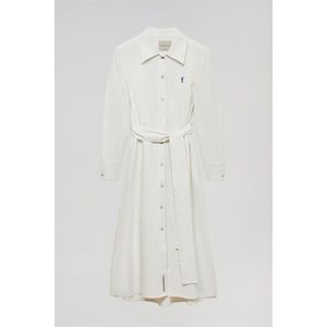 Witte linnen jurk met geborduurd Rigby Go-detail