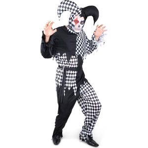 Karnival Costumes Horror Harlekijn Joker Kostuum Halloween Kostuum Heren Halloween Kostuum Volwassenen Carnavalskleding Heren Carnaval - Polyester - Maat XL - 4-Delig Broek/Top/Sjaal/Hoed