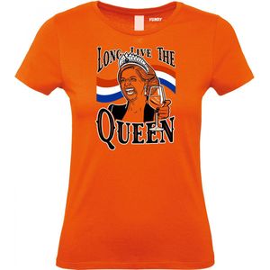 Dames T-shirt Long Live The Queen Maxima | Koningsdag kleding | oranje t-shirt | Oranje dames | maat XXL