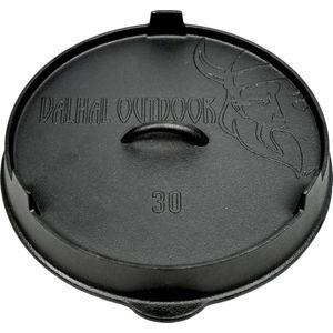 Valhal Outdoor - gietijzeren deksel voor skillet / koekenpan 30cm - kan ook als grillpan gebruikt worden, VH.LID30