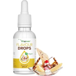 Smaakdruppels 50 ml - Smaak: Banaan / Banana Split - Flavour drops smaakdruppels zonder calorieën - Voor kwark, havermoutpap, yoghurt en meer - Veganistisch