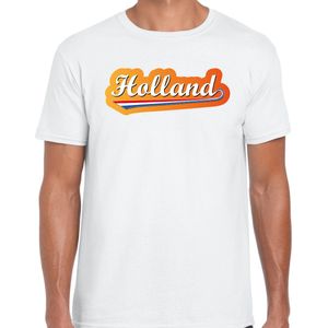Wit t-shirt Holland / Nederland supporter Holland met Nederlandse wimpel EK/ WK voor heren L