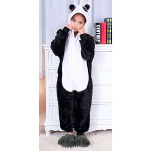 KIMU Onesie Kung Fu Panda Pakje - Maat 116-122 - Pandapak Kostuum Zwart Wit Pak - Peuter Boxpakje Jumpsuit Pyjama Huispak Jongen Meisje Festival