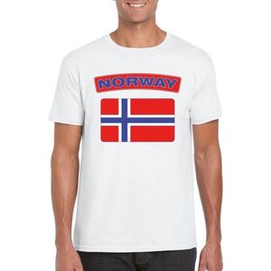 T-shirt met Noorse vlag wit heren XXL
