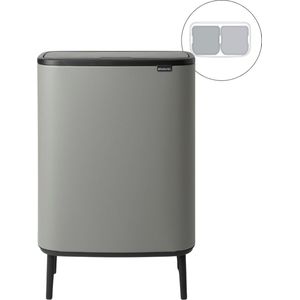 Brabantia Bo Touch Bin Hi Prullenbak - 2 x 30 liter - Afvalscheiding - Mineral Concrete Grey