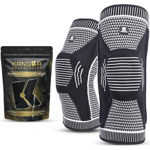 KANGKA® Kniebrace maat XXL – Kniebandage - Kniebescherming & Ondersteuning bij Sport, Artritis, Meniscus, Blessures – Compressie Knieband met Anti-Slip & Gelpad – Unisex