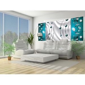 Blue Silver Abstract Modern Photo Wallcovering