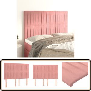 vidaXL Hoofdborden 4 st Fluweel Roze 72x78/88 cm Hoofd Bord - Fluweel Hoofdbord - Roze Hoofdbord - Hoofdkussen - Beddecoratie