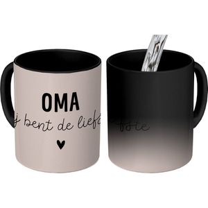 Magische Mok - Foto op Warmte Mokken - Koffiemok - Spreuken - Quotes - Oma Jij bent de liefste - Moederdag - Grootouders - Roze - Magic Mok - Beker - 350 ML - Theemok - Mok met tekst