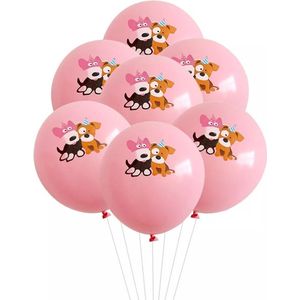 7 Ballonnen Happy Birthday Dog roze - hond - ballon - decoratie - huisdier - verjaardag