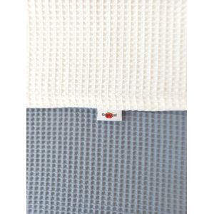 Oogappel Dubbele Wafelstof Wiegdeken 75x100 cm Licht Jeans-Blauw-Ecru