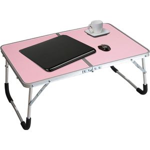 Laptoptafel, nachtkastje, dienblad voor ontbijt, draagbare mini-picknicktafel en ultralicht in tweeën gevouwen met interne opslag (zilver)