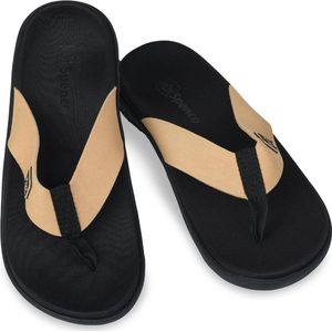 Spenco - Slippers Yumi Pure dames - Black/Tan - Schoenmaat: 39 (25 cm)