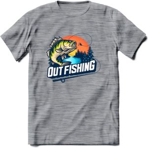 Fishing - Vissen T-Shirt | Beige | Grappig Verjaardag Vis Hobby Cadeau Shirt | Dames - Heren - Unisex | Tshirt Hengelsport Kleding Kado - Donker Grijs - Gemaleerd - S