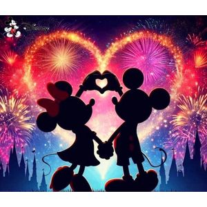 Diamond painting Mickey Mouse & Minnie Mouse 50x50 vierkante steentjes