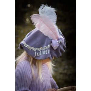 Luxe Pietenmuts - Pieten baret - Pietenmuts met naam – Sinterklaas accessoire – Lila - Bows and Flowers