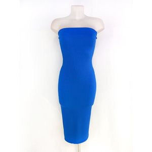 Strapless basic jurk - Kobalt blauw - Maxi jurk zonder bandjes - Lange aansluitende jurk - Veel stretch - Maxi dress - Fel blauw - One-size - Een maat