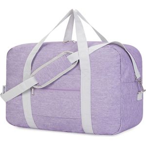 Handbagagetas voor vliegtuig, opvouwbare reistas voor dames, weekendtas, sporttas, handbagage, koffer, groot, lila, Paars 40L