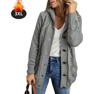 Bovista Vest Dames - Sweater - Sweaters - Hoodie - Warme Trui - Lang - Grijs - XXXL