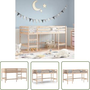 The Living Store Kinderhoogslaper met ladder 80x200 cm massief grenenhout - Kinderhogeslaper - Hoogslaper - Grenenhout Bed - Kids Bed - Bruine Kamer